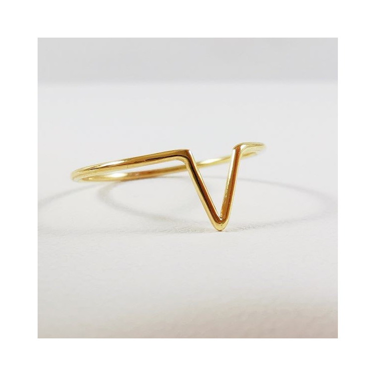 Bague V Or Jaune 750 - 18 carats
