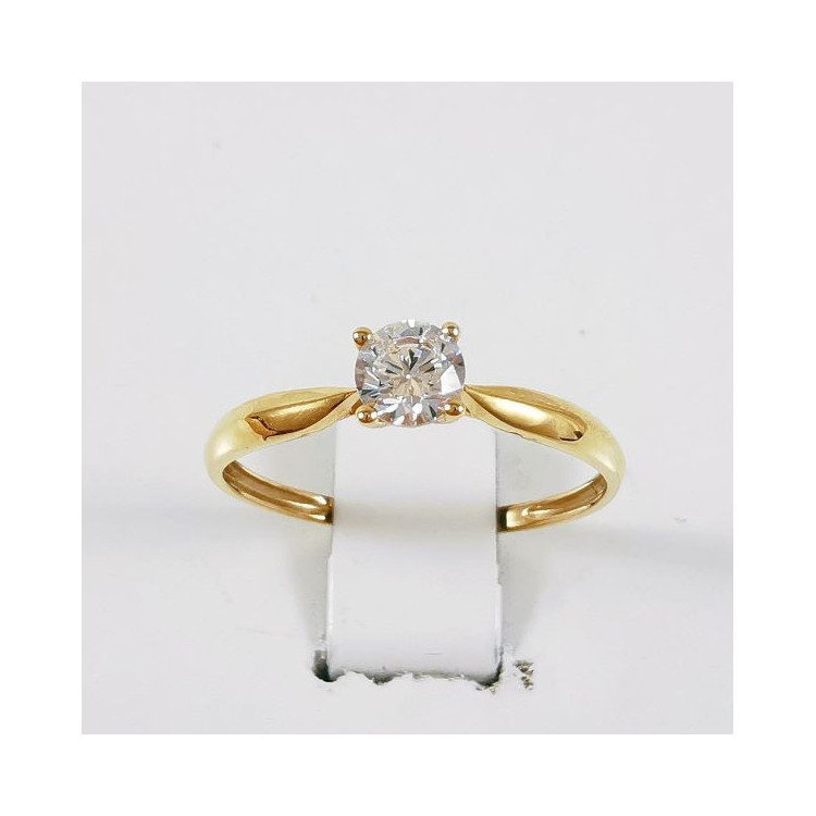 Bague Solitaire Oxyde de Zirconium Or Jaune 750 - 18 carats