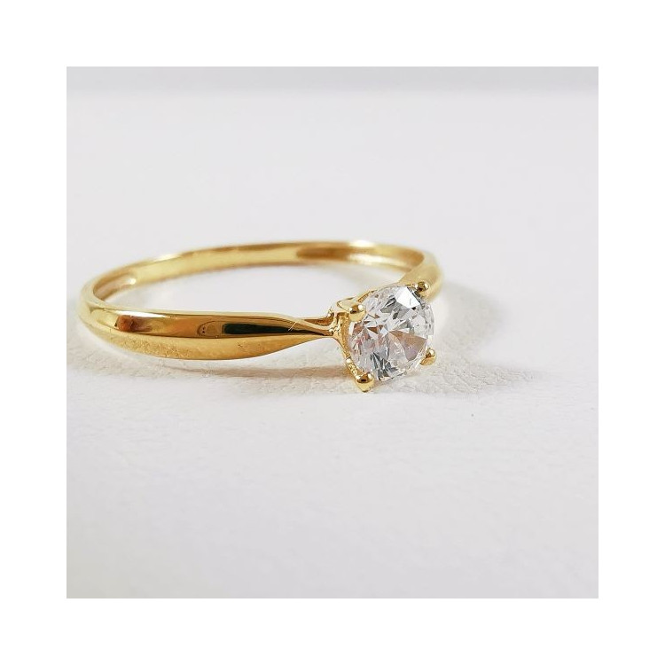 Bague Solitaire Oxyde de Zirconium Or Jaune 750 - 18 carats