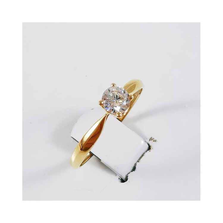 Bague Solitaire Oxyde de Zirconium Or Jaune 750 - 18 carats