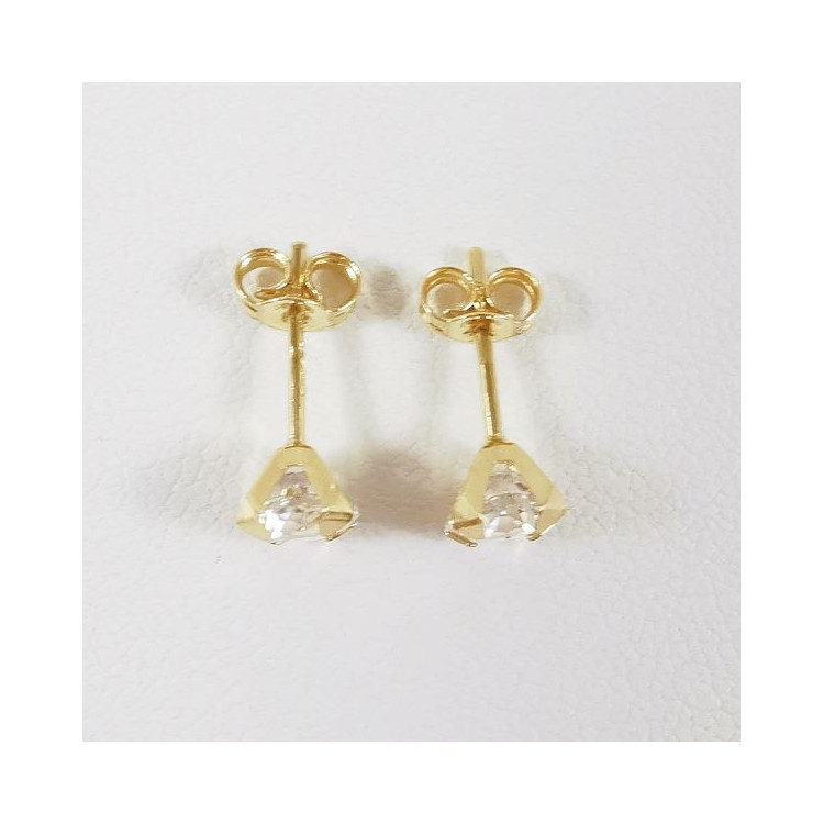 Boucles d'Oreilles Puces Oxydes de Zirconium Or Jaune 750 - 18 carats