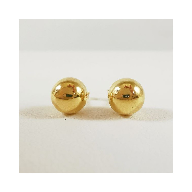 Boucles d'Oreilles Boule Or Jaune 750 - 18 carats