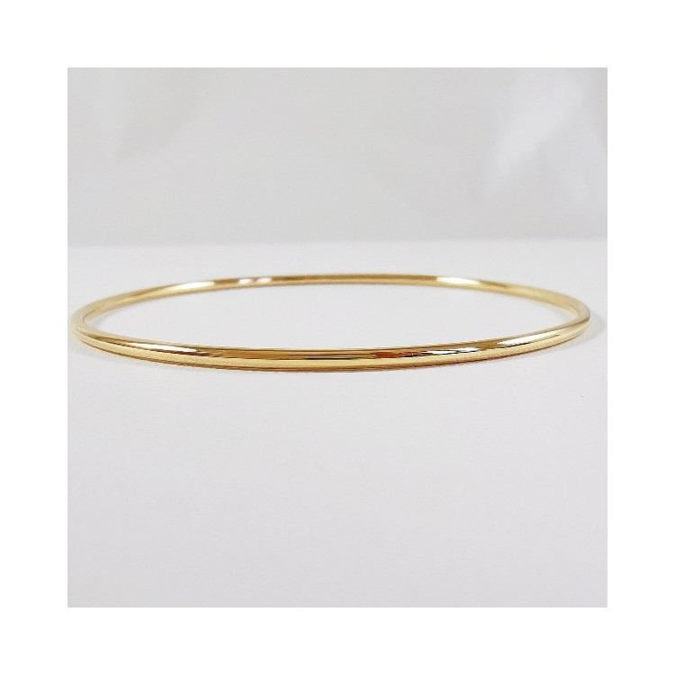 Bracelet Jonc Massif Fil Rond Or Jaune 750 - 18 carats