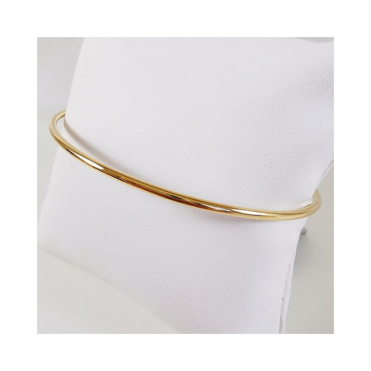 Bracelet Jonc Massif Fil Rond Or Jaune 750 - 18 carats