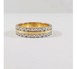 Alliance Ciselée Bicolore Jaune et Blanc Or 750 - 18 carats