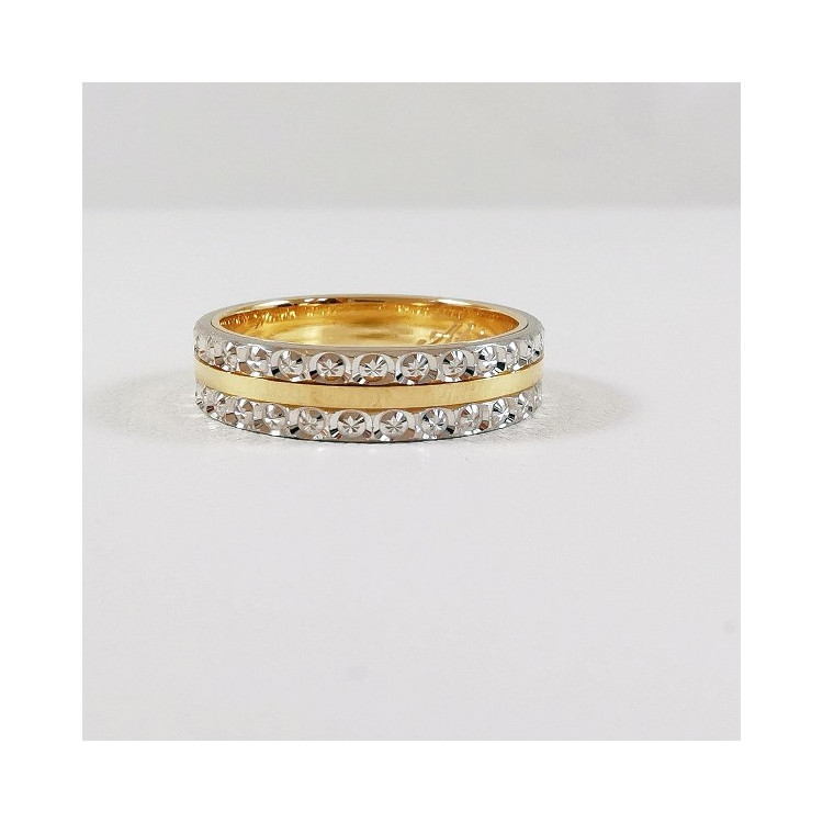 Alliance Ciselée Bicolore Jaune et Blanc Or 750 - 18 carats