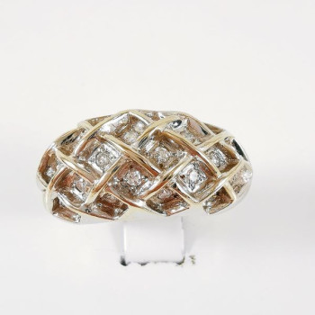 Bague Jonc Diamants Or Blanc 750 - 18 carats (Bijou d'Occasion)