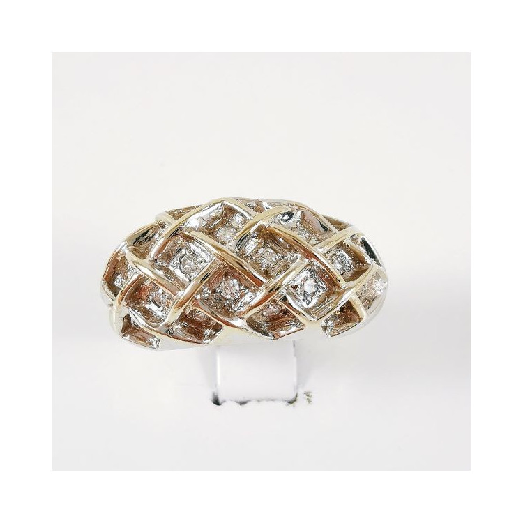 Bague Jonc Diamants Or Blanc 750 - 18 carats (Bijou d'Occasion)