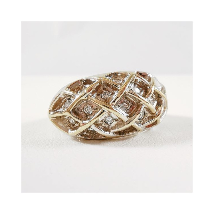 Bague Jonc Diamants Or Blanc 750 - 18 carats (Bijou d'Occasion)