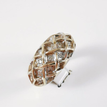 Bague Jonc Diamants Or Blanc 750 - 18 carats (Bijou d'Occasion)