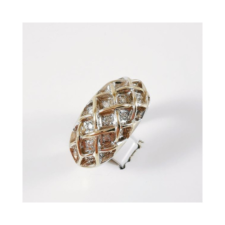 Bague Jonc Diamants Or Blanc 750 - 18 carats (Bijou d'Occasion)