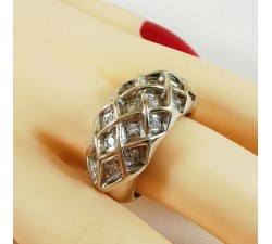 Bague Jonc Diamants Or Blanc 750 - 18 carats (Bijou d'Occasion)