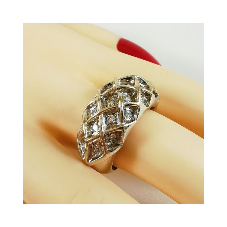 Bague Jonc Diamants Or Blanc 750 - 18 carats (Bijou d'Occasion)