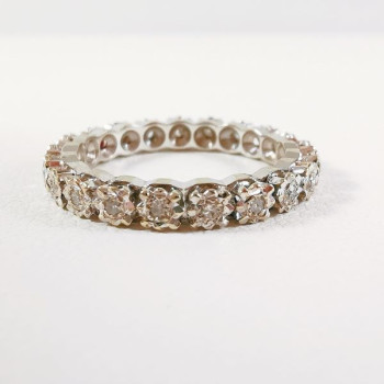 Alliance Tour Complet Diamants Or Blanc 750 - 18 carats (Bijou Ancien)