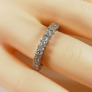 Alliance Tour Complet Diamants Or Blanc 750 - 18 carats (Bijou Ancien)