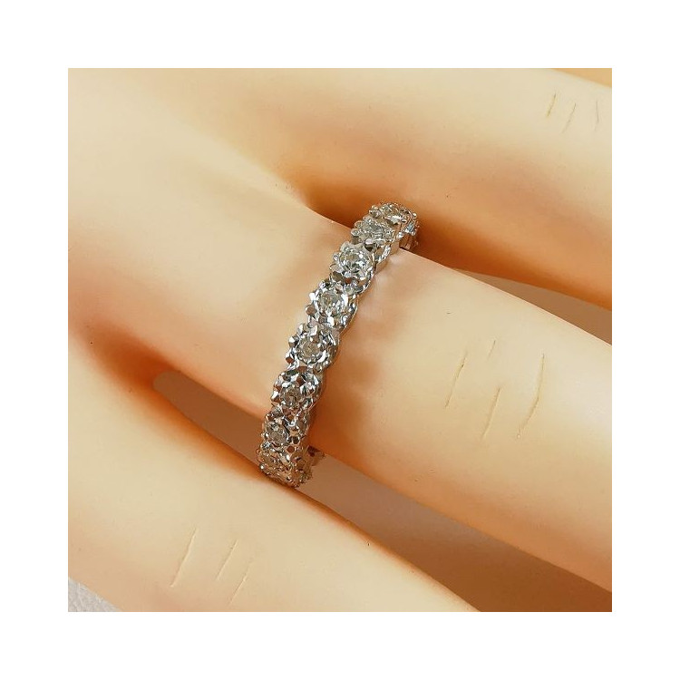 Alliance Tour Complet Diamants Or Blanc 750 - 18 carats (Bijou Ancien)