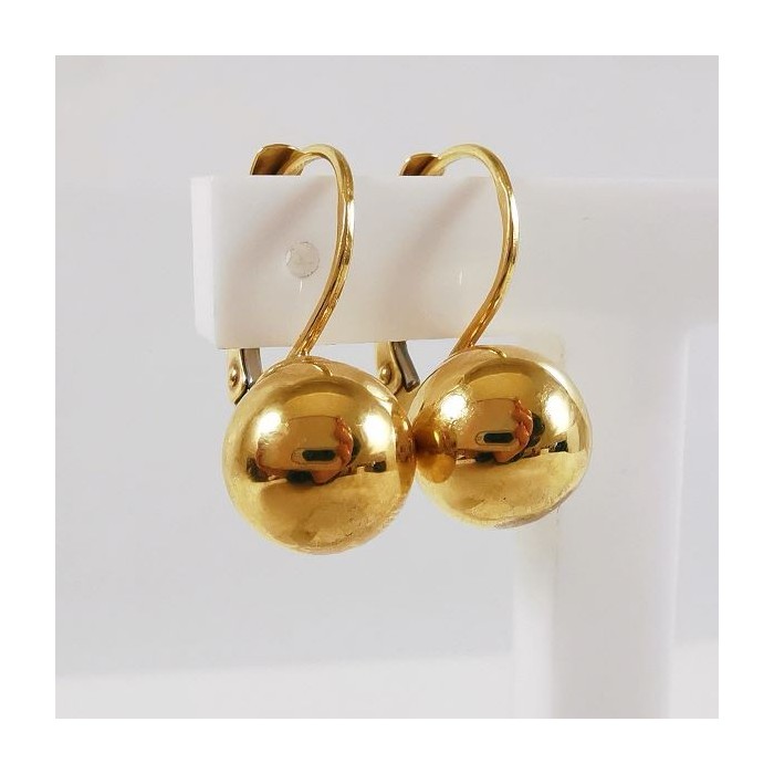 Boucles d'Oreilles Boule Dormeuses Or Jaune 750 - 18 carats