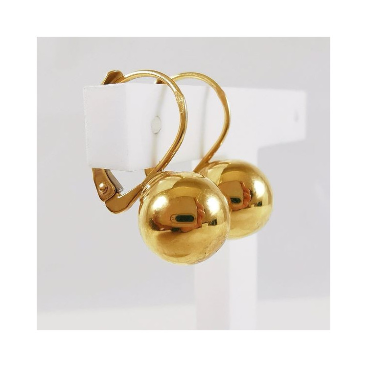 Boucles d'Oreilles Boule Dormeuses Or Jaune 750 - 18 carats
