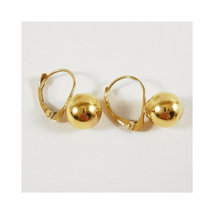 Boucles d'Oreilles Boule Dormeuses Or Jaune 750 - 18 carats