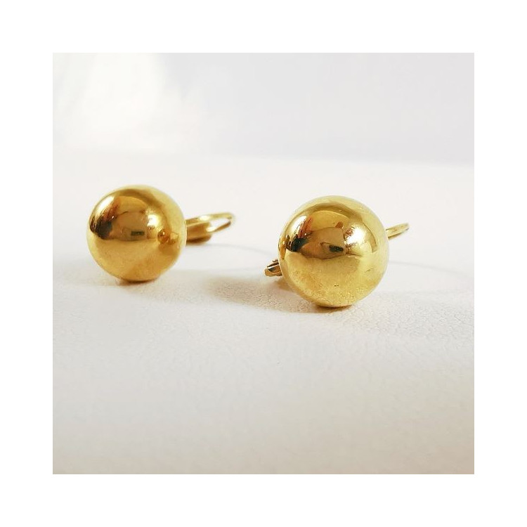 Boucles d'Oreilles Boule Dormeuses Or Jaune 750 - 18 carats