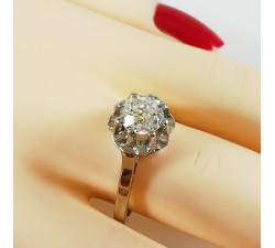 Solitaire Diamant Or Blanc 750 - 18 carats (Bijou Ancien)