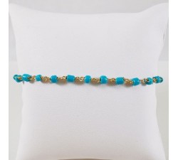 Bracelet PERLAS LATINAS perles turquoise Argent Doré