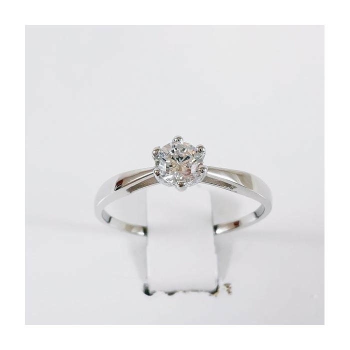 Bague Solitaire Oxyde de Zirconium Or Blanc 750 - 18 carats