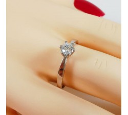 Bague Solitaire Oxyde de Zirconium Or Blanc 750 - 18 carats