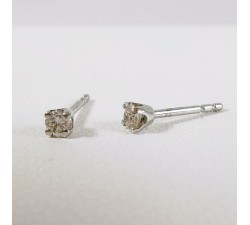 Boucles d'Oreilles "iconic" Puces Diamants 2 x 0.07 ct Or Blanc 750 - 18 carats
