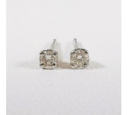 Boucles d'Oreilles "iconic" Puces Diamants 2 x 0.07 ct Or Blanc 750 - 18 carats