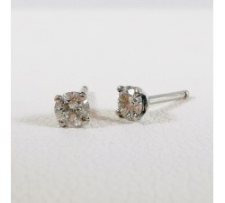 Boucles d'Oreilles "iconic" Puces Diamants 2 x 0.12 ct Or Blanc 750 - 18 carats