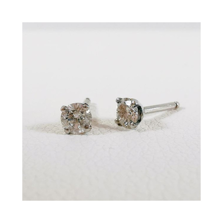 Boucles d'Oreilles Puces "Iconic" Diamants 2 x 0.12 ct Or Blanc 750 - 18 carats