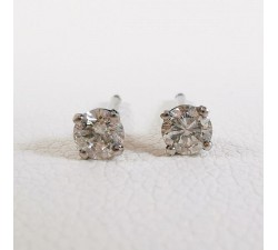 Boucles d'Oreilles "iconic" Puces Diamants 2 x 0.12 ct Or Blanc 750 - 18 carats