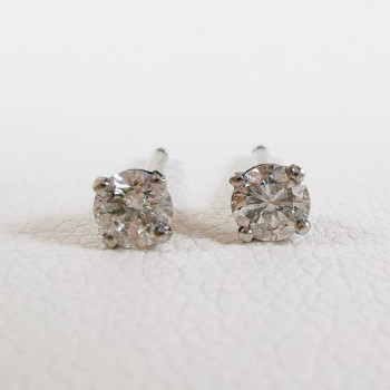 Boucles d'Oreilles Puces "Iconic" Diamants 2 x 0.12 ct Or Blanc 750 - 18 carats