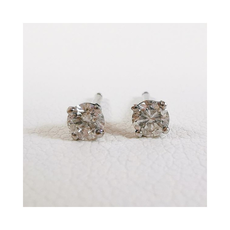 Boucles d'Oreilles Puces "Iconic" Diamants 2 x 0.12 ct Or Blanc 750 - 18 carats