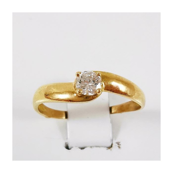 Bague "Voluté d'Amour" Solitaire Diamant 0.18 ct Or Jaune 750 - 18 carats