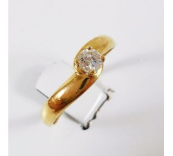 Bague "Voluté d'Amour" Solitaire Diamant 0.18 ct Or Jaune 750 - 18 carats
