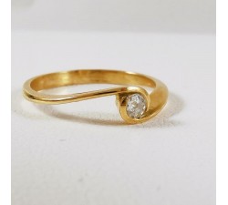 Bague Solitaire Diamant 0.08ct Or Jaune 750 - 18 carats
