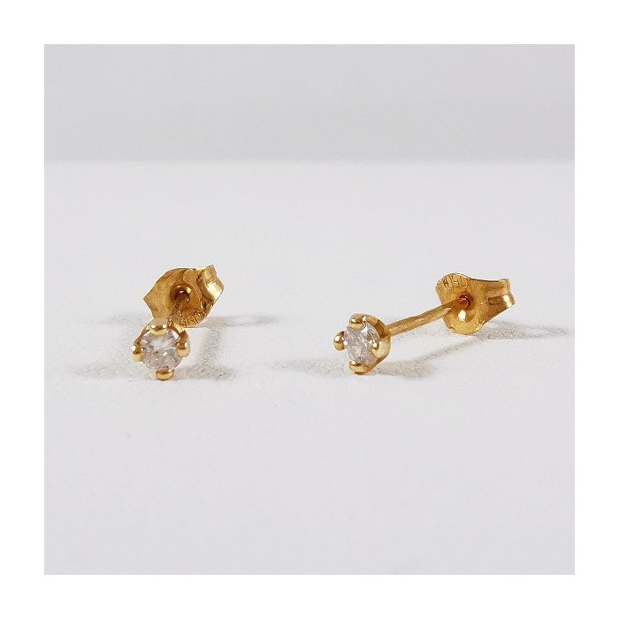 Boucles d'oreilles Puces Diamants 2 x 0.04ct Or Jaune 750 - 18 carats (Bijou Occasion)