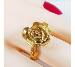Bague  fleur Rose Or Jaune 750 - 18 carats