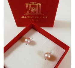 Boucles d'Oreilles Puces Perles Or Jaune 750 - 18 carats
