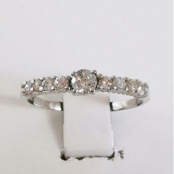 Bague Solitaire Accompagné Diamants Or Blanc 750 - 18 carats