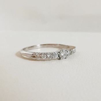 Bague Solitaire Accompagné Diamants Or Blanc 750 - 18 carats
