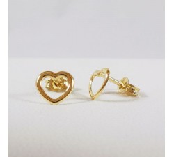 Boucles d'Oreilles Coeur Or Jaune 750 - 18 carats