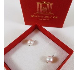 Boucles d'Oreilles Puces Perles Or Jaune 750 - 18 carats