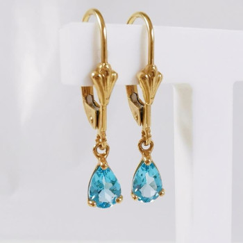 Boucles d'oreilles Dormeuses Topaze Or Jaune 750 - 18 carats