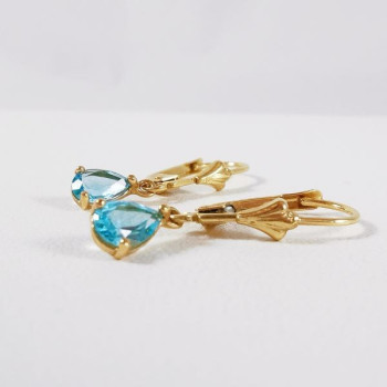 Boucles d'oreilles Dormeuses Topaze Or Jaune 750 - 18 carats