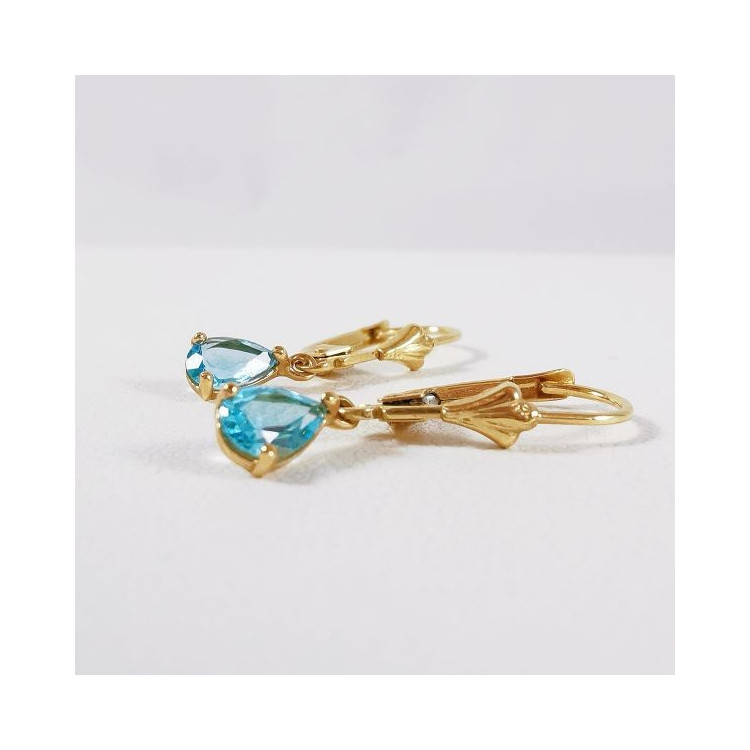 Boucles d'oreilles Dormeuses Topaze Or Jaune 750 - 18 carats