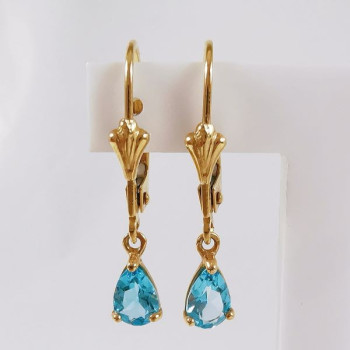 Boucles d'oreilles Dormeuses Topaze Or Jaune 750 - 18 carats