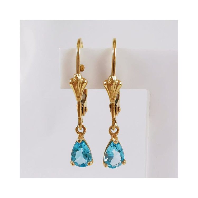 Boucles d'oreilles Dormeuses Topaze Or Jaune 750 - 18 carats